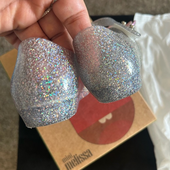 Mini Melissa • Glittery Silver Shoes with Pink Butterflies • 7 - Picture 7 of 10